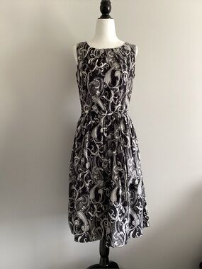 Talbots Silk-Blend Paisley Sleeveless Dress, Size 4